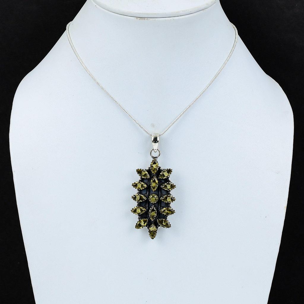 Wunderschöner Citrin Edelstein Handgefertigt 925 Sterling Silber Elektroform Blume Halskette, Citrin Silber Für Ehefrau Unisex Anhänger Geburtstagsgeschenke