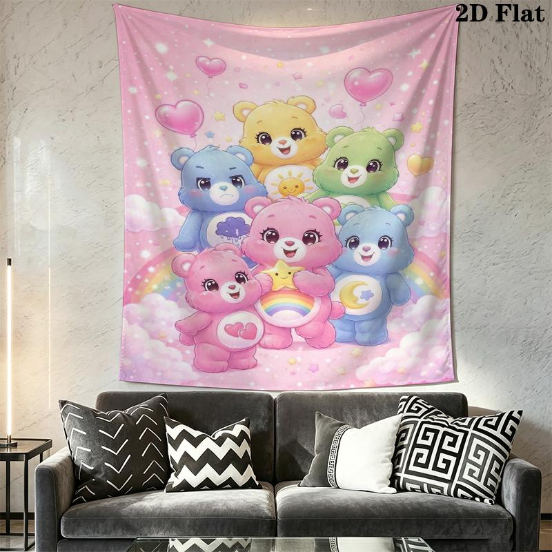 Care Bears Wall Tapestry Aesthetic Wall Hanging Printed Fabric Blanket Decorative Tapestries for Bedroom Living Room Home Decor