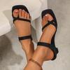 Fashion Minimally Casual Toe Strap Sandals for Women in Summer, Retro Square Toe Wedge Heel, Wearing Cool Slippers on The Outside