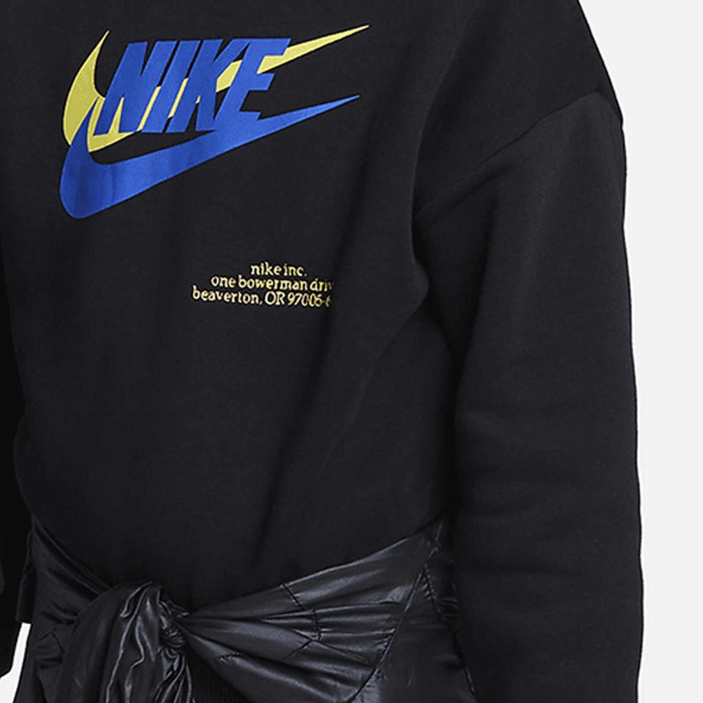 Nike Letter Logo Print Crew Neck Long Sleeve Sweatshirt Kids Tops Black DX5140-010