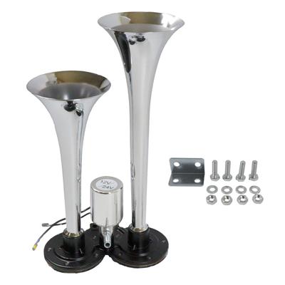 Nishihaya Long Air Horn, 180db, Yankee Horn, Compatible with 12V and 24V, Loud Sound for Trucks and Dump Trucks, Silver