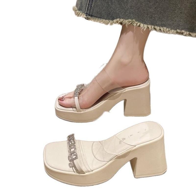 High-heel Platform Slippers for Women, New Style, Single Strap Shoes, Thick Heel Shoes