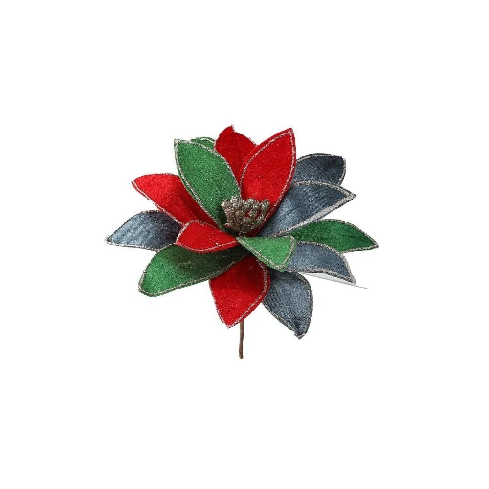 New 25CM Artificial Poinsettia Flower Glitter Sequins Simulation Flowers Sparkling DIY Christmas Flower Christmas Tree Accessory