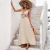 New 2026 Casual Resort Halter Maxi Dress with Backless Bow Tie Design