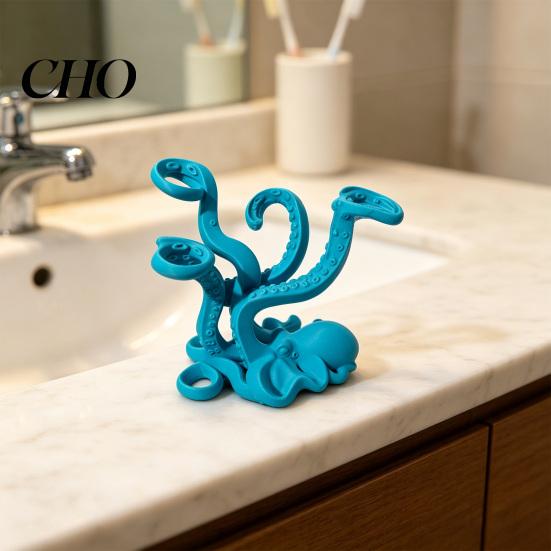 Divertente Portaspazzolino Tentacolo di Polpo Stampato 3D Ispirato all'Oceano Costiero Organizer da Bagno Salvaspazio Supporto per Vita Marina Nautica da Bancone