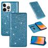 Applicable to Apple 15 glitter magnetic suction multi-card leather case 15pro women's glossy protective case 16pro card case