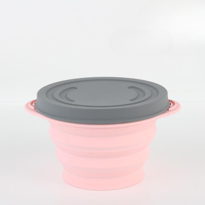 Outdoor Use Travel Silicone Foldable Bowl Travel Portable Retractable Instant Noodle Bowl Childrens Outdoor Use Picnic Lunch Box with Lid