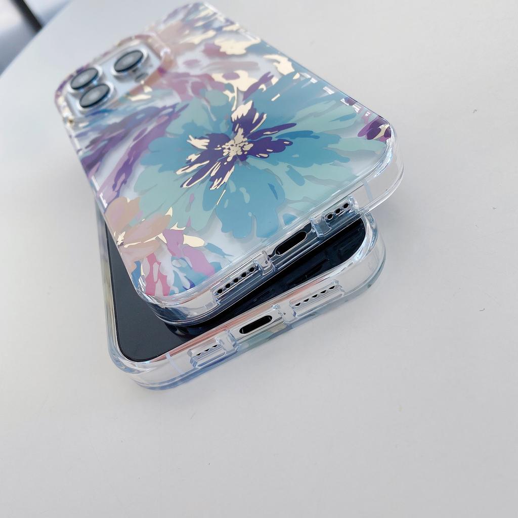 Hot Clear Luxury Design Electroplate Laser Flower Shockproof Mobile Cell Phone Case for iPhone 17 16 15 14 Plus 13 12 11 Pro Max