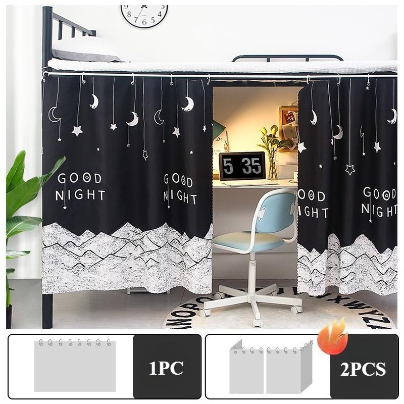 2025 Printed Student Dormitory Beds Curtains Canopy with Rope Clasp College Shade Cloth Mosquito Nets Dustproof 1.15/1.35m High