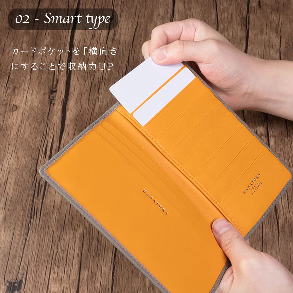 HANATORA Genuine Leather Long Shrink Bifold Slim Card Coin Simple Icy Popular Birthday Gift for Popular Suitable for Men In Their and 70s Wallet,