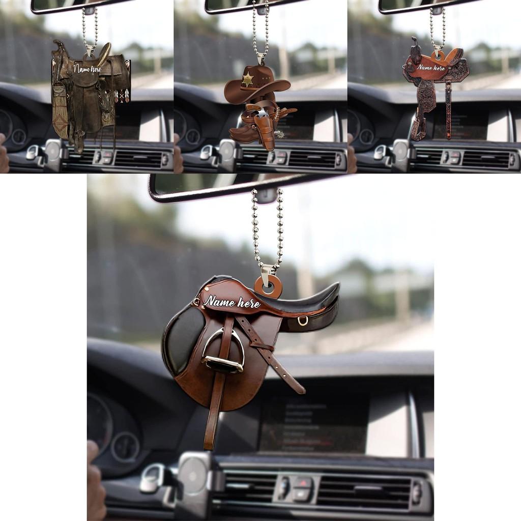 Decorative Retro Acrylic Cowgirl Hat Boot Automobile Mirror Accessory With Aroma Feature