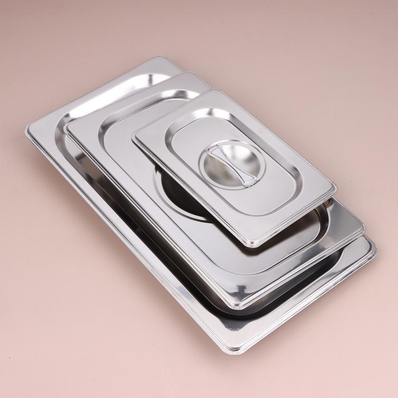 Stainless Steel 1/9 1/6 1/4 1/3 1/2 1/1 Food Pan Lid Steam Table Pan Covers Notched Lids With Handle Lock Heat