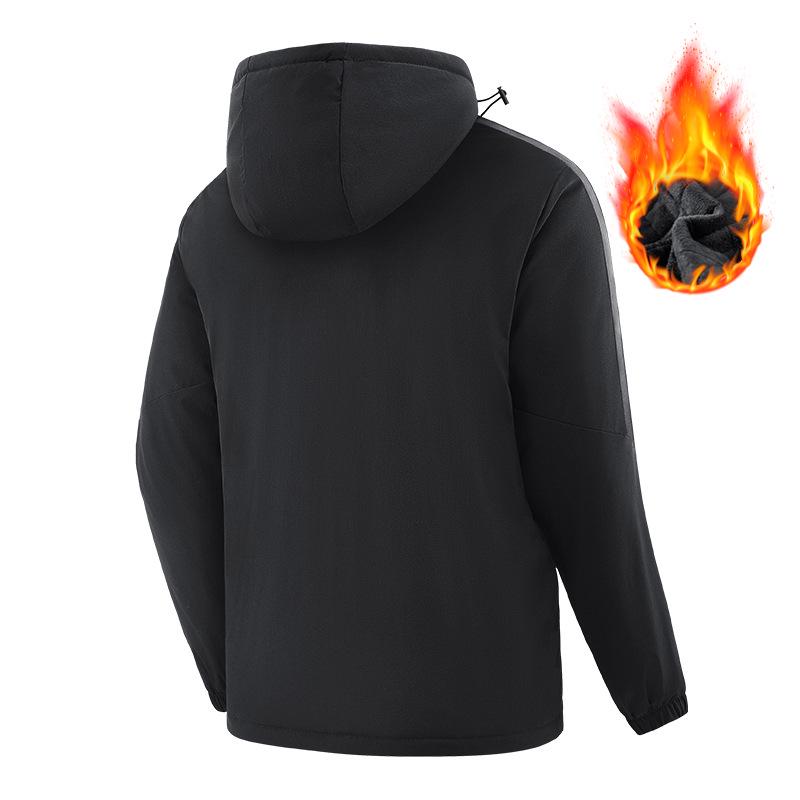 2025 Plus Size Men's Autumn/Winter Cotton Fleece Hooded Jacket