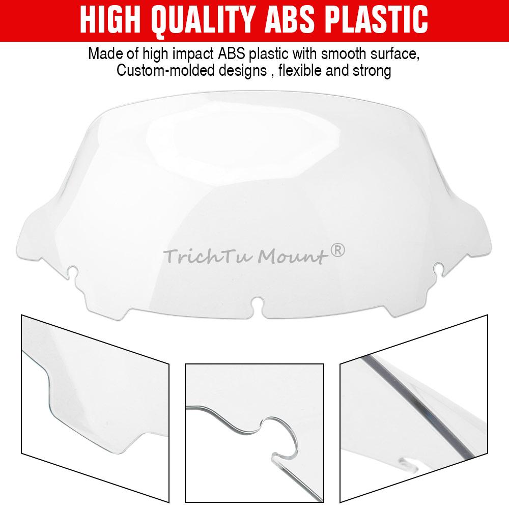 Motorcycle 10.5" ABS Plastic Windshield Windscreen Clear Fit For Harley Trike Tri Glide Ultra Classic FLHTCUTG 2014-2025