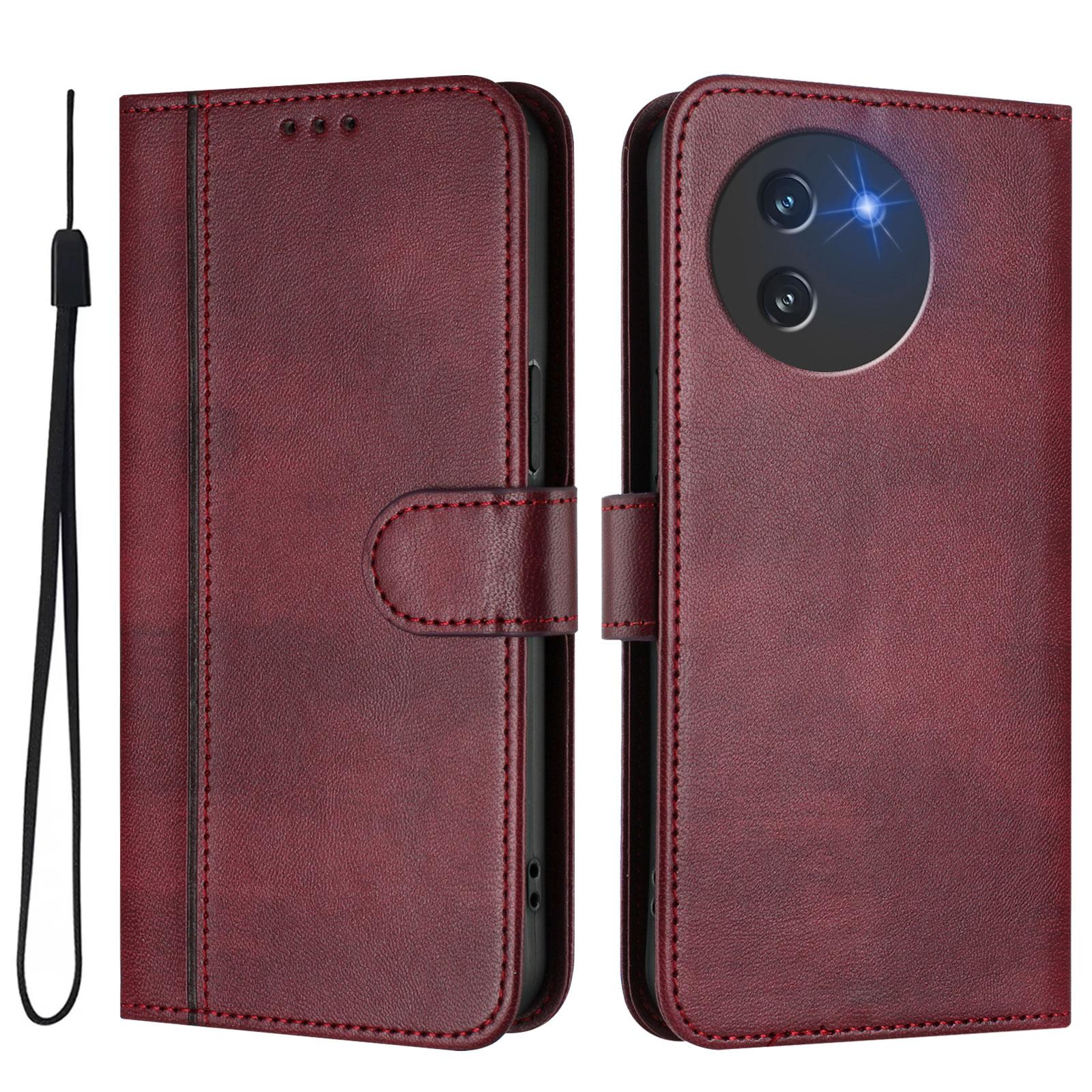 

Роскошный простой кожаный чехол для Doogee N55 Plus/Doogee Note 58/Note 59/Note 59 Pro с отделениями для карт, магнитной подставкой, противоударным откидным чехлом Doogee Note59/Note59 Pro вино красного