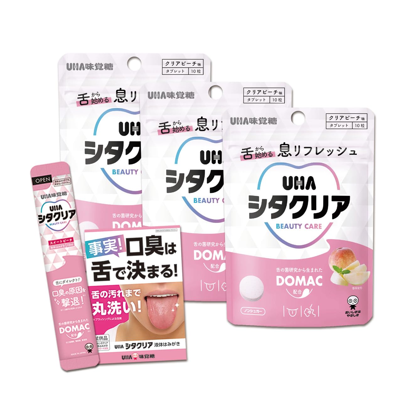 

UHA Mikakuto Sitaclear Tablet Clear Peach Набор из 3 штук Sitaclear Liquid для чистки зубов, в комплект входит образец