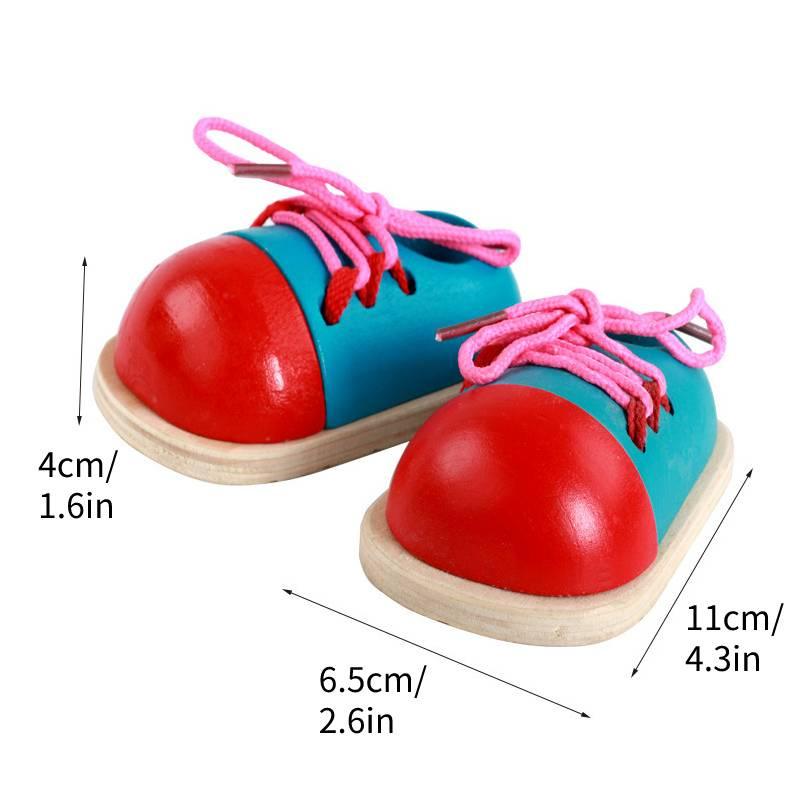 

Деревянная игрушка-шнуровка для раннего развития для малышей, доступная в красном, синем, розовом и красном цветах! Red Blue