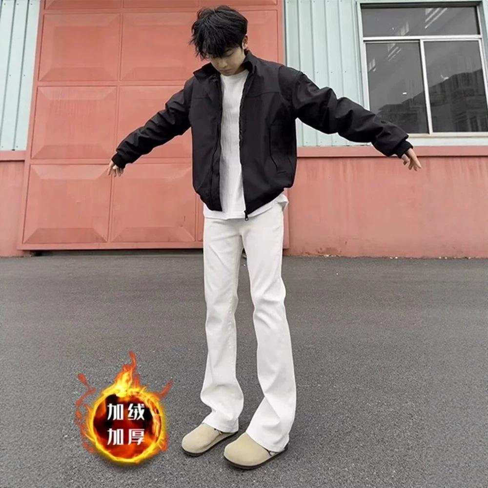 New velvet autumn and winter jeans men's cleanfit American straight tube slightly stretched and slim casual long pants