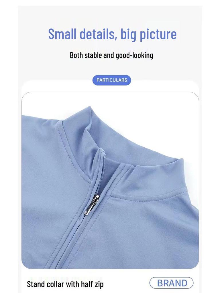 High-End Summer Yoga & Running Set: Zipper Collar, Quick-Dry, Short Sleeve Top for Women