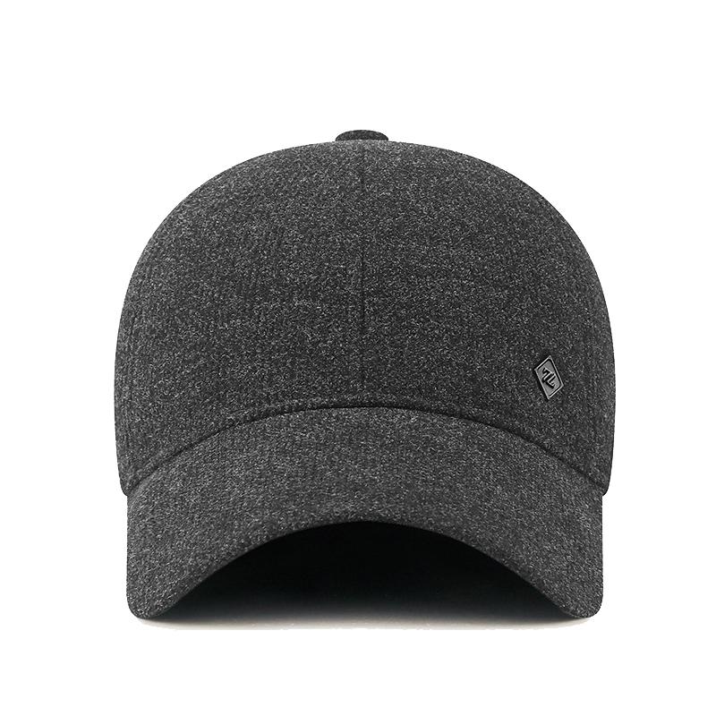 Mens Winter Warm Wool Blend Baseball Cap with Ear Flaps Dad Hat