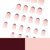 Simple French Red Manicure Short Round Press-On Nails