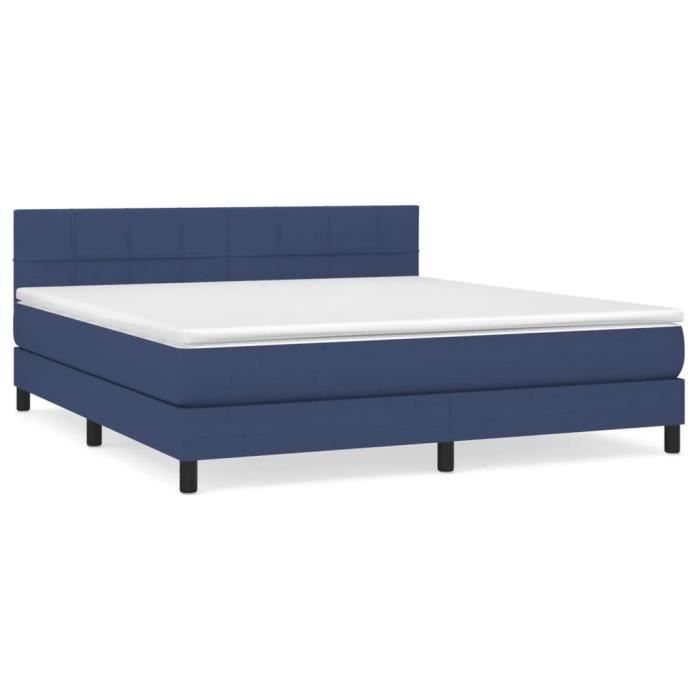 3140071 vidaXL Lit à sommier tapissier avec matelas Bleu 160x200 cm Tissu