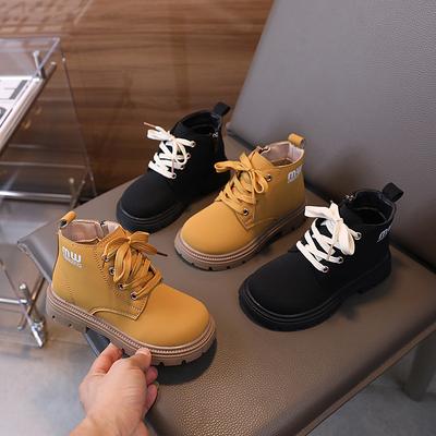 Children's Fashion Short Boots Boys' Trendy Yellow Boots Girls' Simple and Versatile Leather Boots