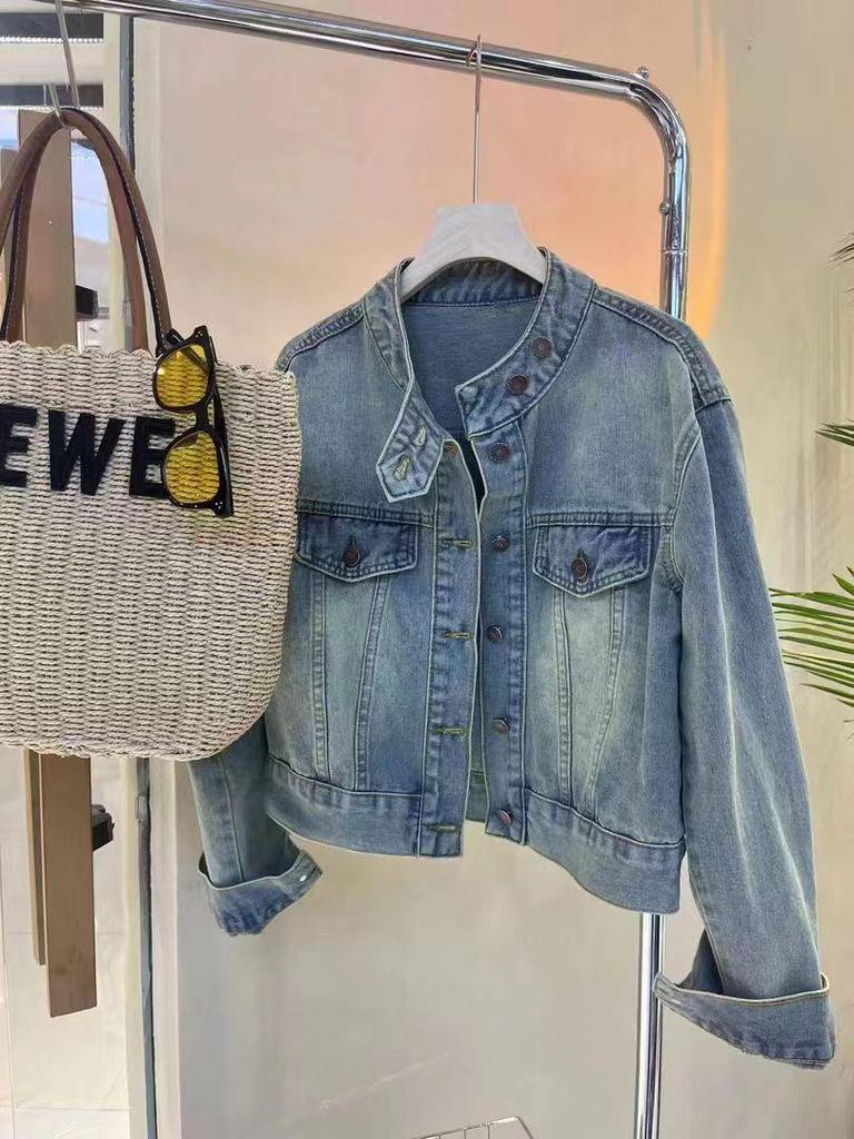 Korean Retro Niche Design Denim Jacket for Women - Autumn/Winter