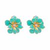 Exaggerated Colorful Drip Oil Large Flower Stud Earrings for Women Bohemia Metal Double-Layer Floral Earrings Holiday Jewelry