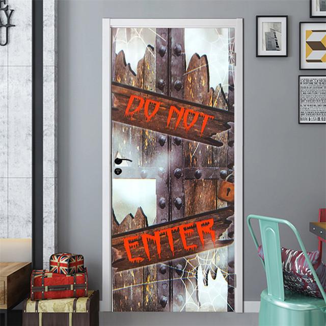 3D Gray Horror Wallpaper For Halloween Decoration Door Sticker Self-adhesive Waterproof PVC Wall Decal Party Decor Zombie Mural