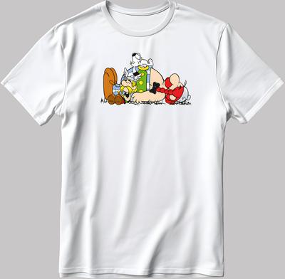 Asterix und Obelix, Charaktere Kurzarm Weiß-Schwarz Herren / Damen N569