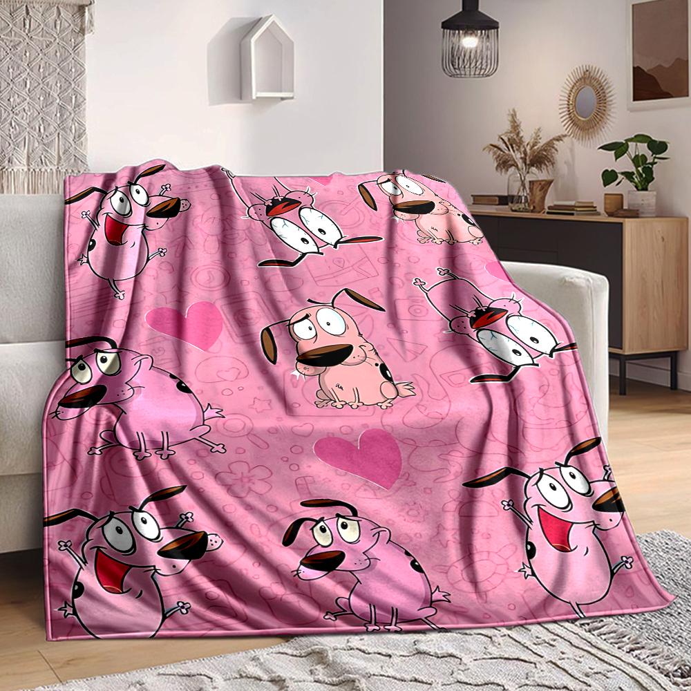 1Pc Pink Dogs Heart Flannel Blanket, Soft And Comfortable, Casual Warm, Camping Travel, Christmas, Halloween Xmas Gift N1345
