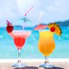 60pcs Plastic Colorful Umbrella Straw Camping Party Pool Beach Carnival Cocktail Bar Restaurant Drinks Decorative Straw YMY