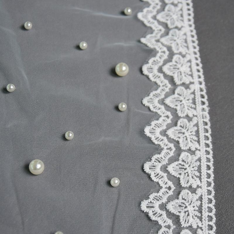 Elegant Floral Veils For Wedding Bride Lightweight Pearls Breathable Fabric Headpiece Formal Occasion