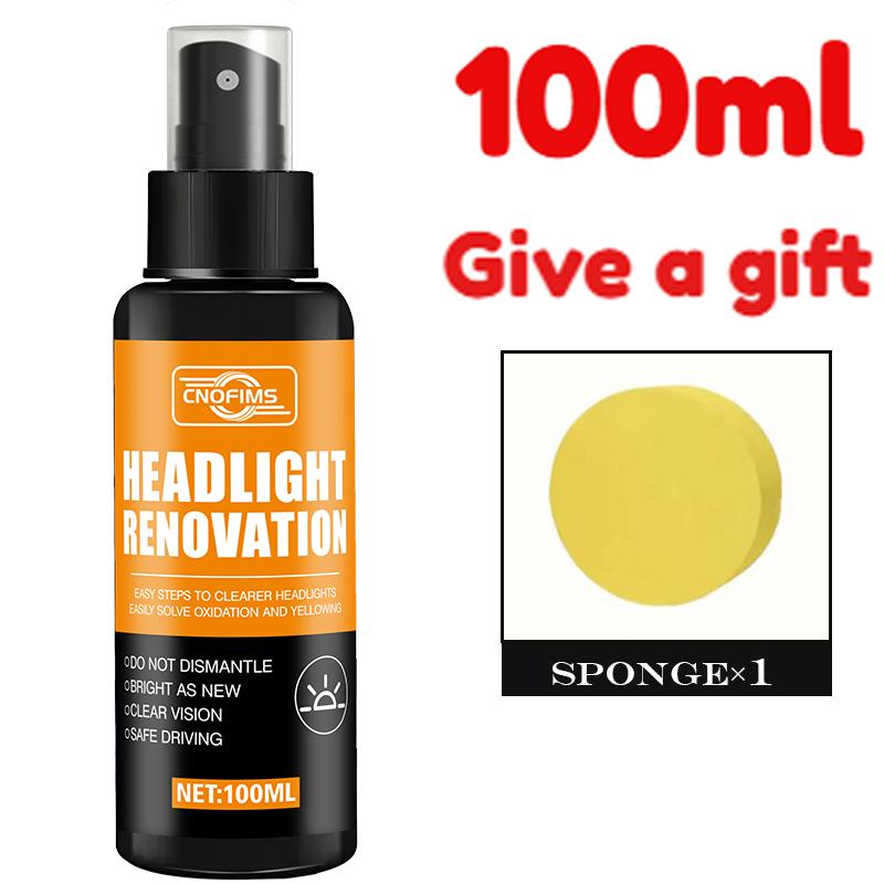 100ml Ceramic Headlight Repair Spray, Premium Automotive Headlight Repair Tool - Removes yellowing and oxidation, restores clari