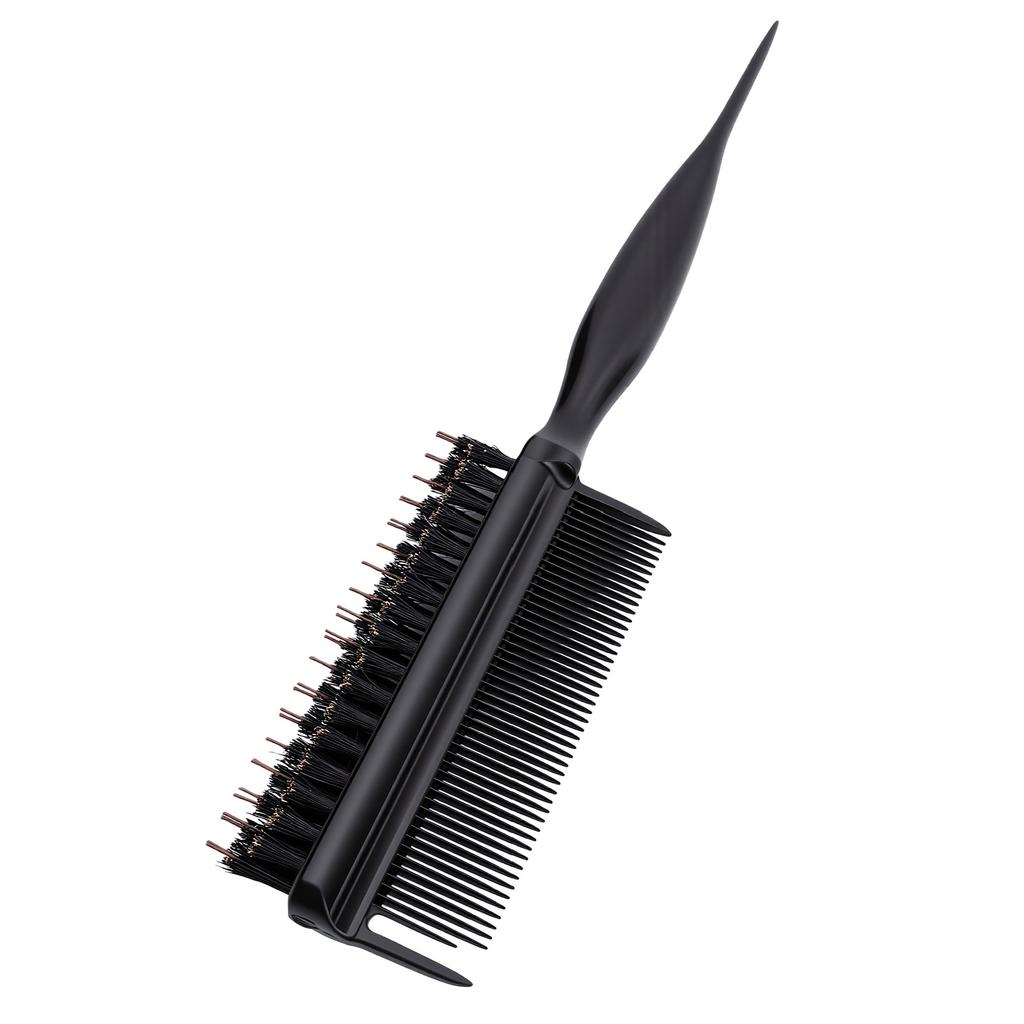 Double Sided Hair Brush Comb Rat Tail Fine Tooth Styling Comb for Sectioning Parting Black