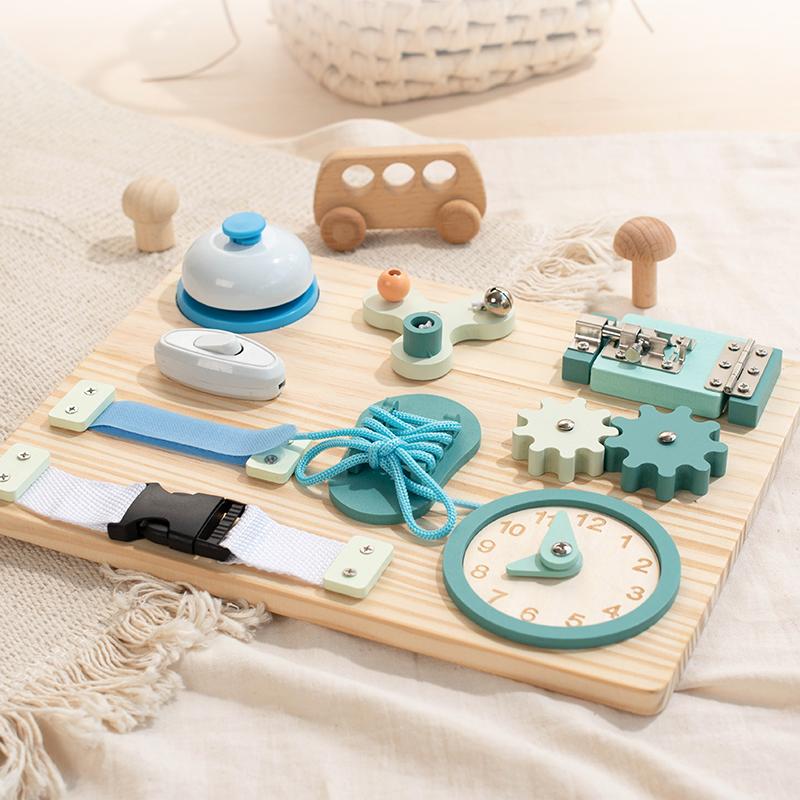 Montessori Busy Board DIY Kids Intelligent Learning Toys Sensory Analog Activity Busy Board for Kids Toddler