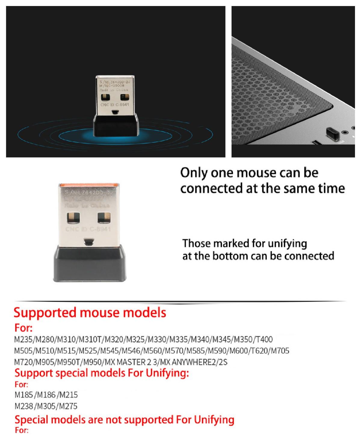 

Single Channel Wireless Mouse USB Receiver for M235 M280 M310 M320