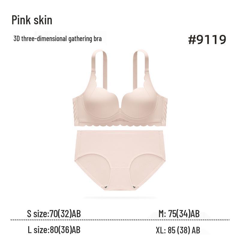 Seamless Push-Up Underwear Set: Enhances Small Chest, Comfortable, Breathable Support, with Palm Cup Design.