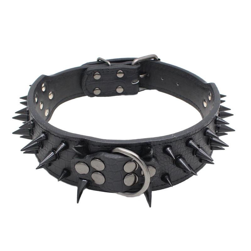 

Черная шипованная собачья цепь Ошейник Стинг для собак Большие заклепки Ошейники против укусов Домашнее животное Black,XS 5*51(CM)