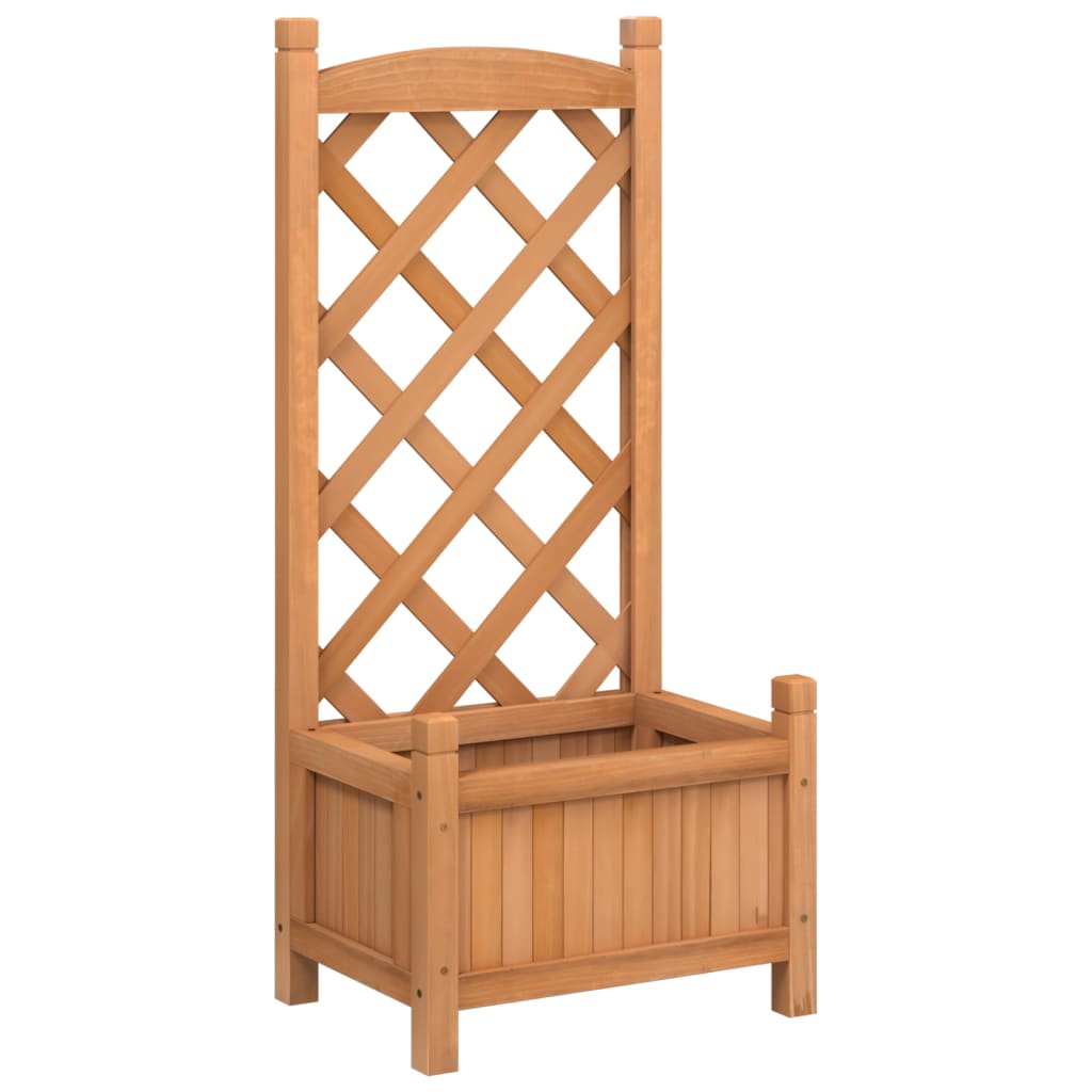 Vidaxl Planter with Trellis, Brown, Solid Fir Wood