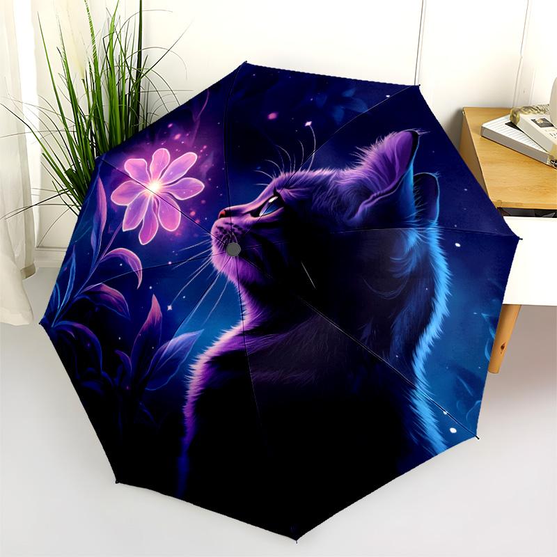 0106 Glowing Animals  Pattern, Automatic Folding Umbrella, Portable and Foldable Design, 8 Ribs, a Christmas or Birthday Gift.