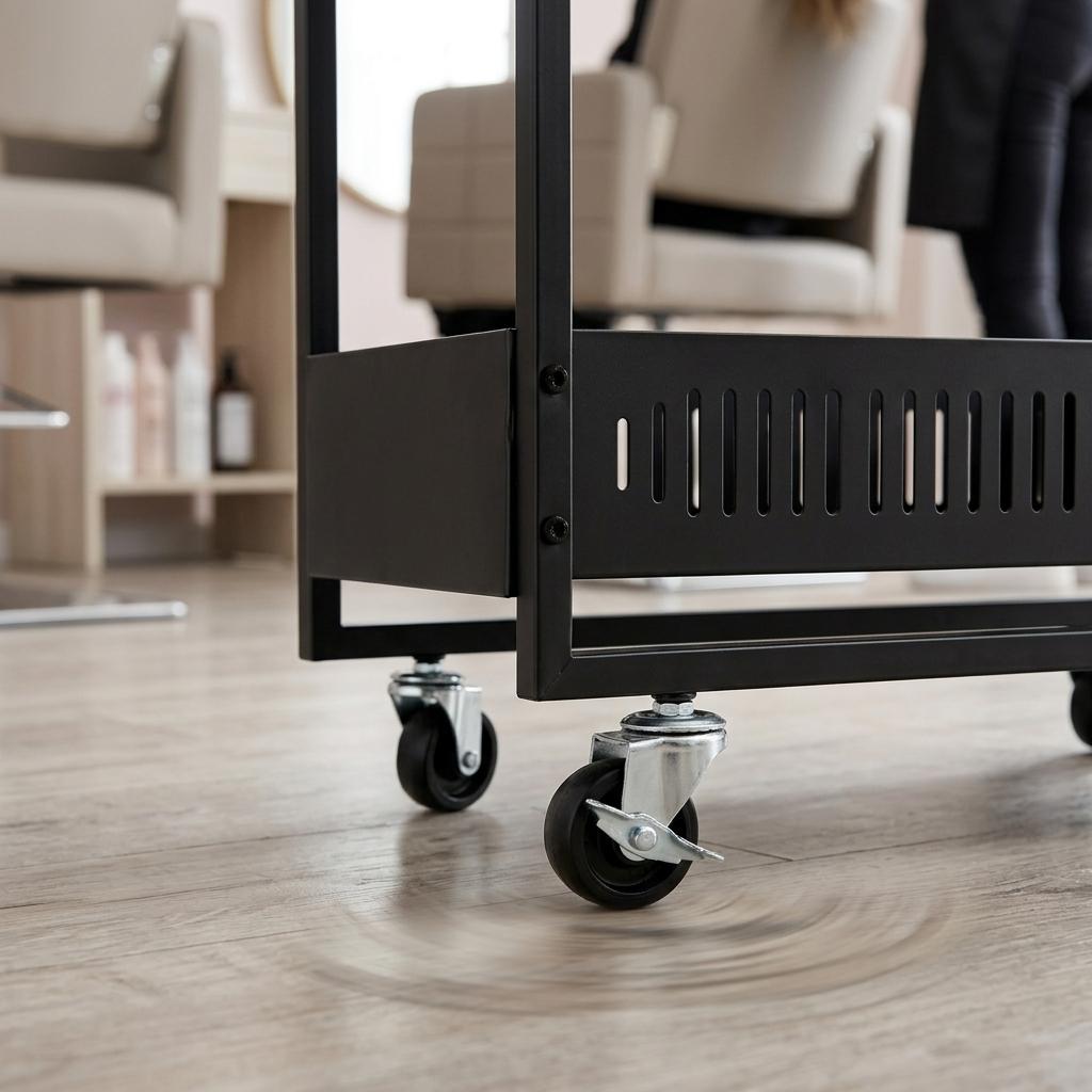 Hairdressing Trolley Cosmetic Spa For Salon Shelves Mobile Shelf On Wheels For Salon Black