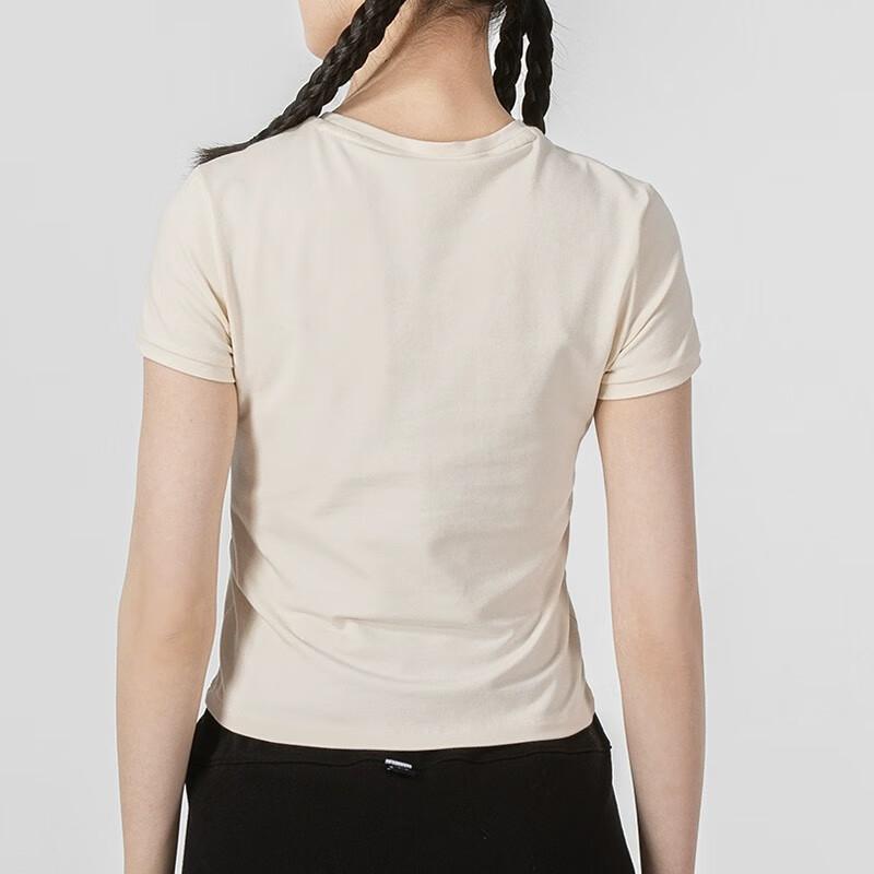 Puma Solid Color Short Sleeve Cool Comfortable Breathable Sports Casual Simple Round Neck T-Shirt Women Tops Beige 673508-99