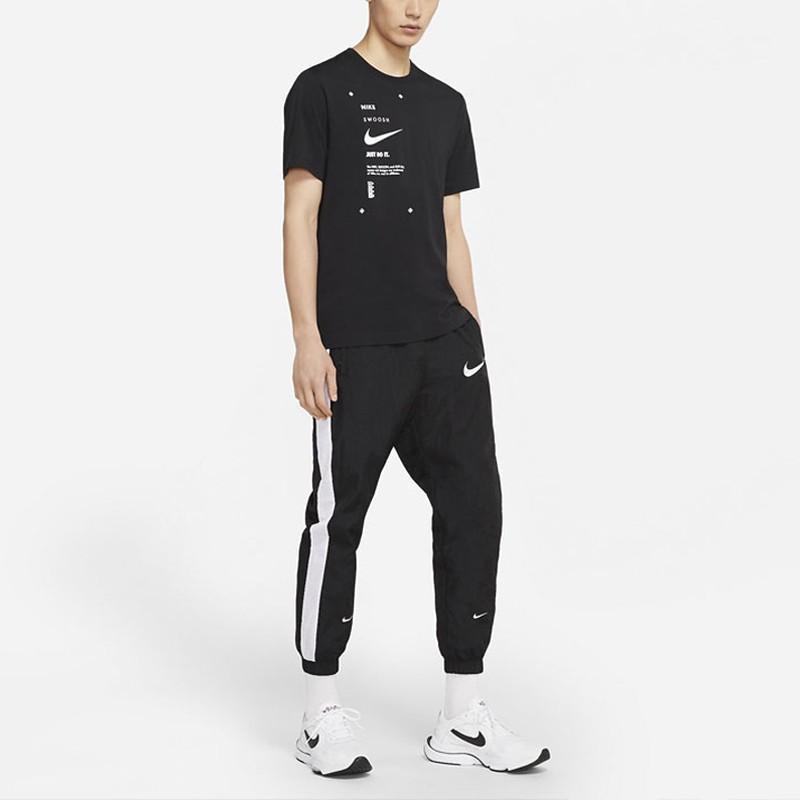 Nike Men's Black Vintage American Printed Letter Sports T-Shirt