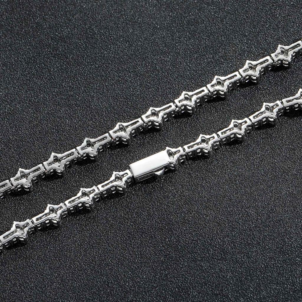Fashion Bangle Hip Hop 6mm Iced CZ 5A Zircon 18K Gold Plated Rhodium Plated Clustered Cross Flower Tennis Chain Link Unisex Gift