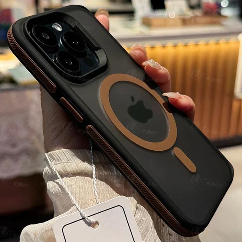 Zweifarbige matte, gefrostete magnetische Handyhülle für iPhone 17 16 15 14 Plus 13 12 11 Pro Max, durchsichtige, stoßfeste Hartschalenabdeckung