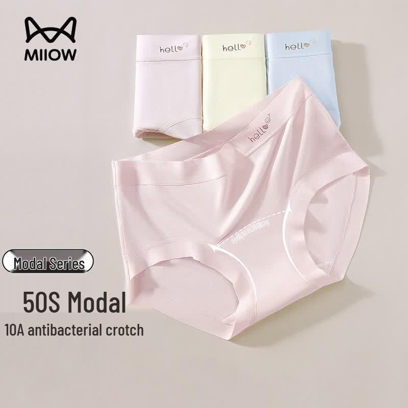 Mao Ren Women s Modal Seamless Antibacterial Mid-Waist Briefs XL