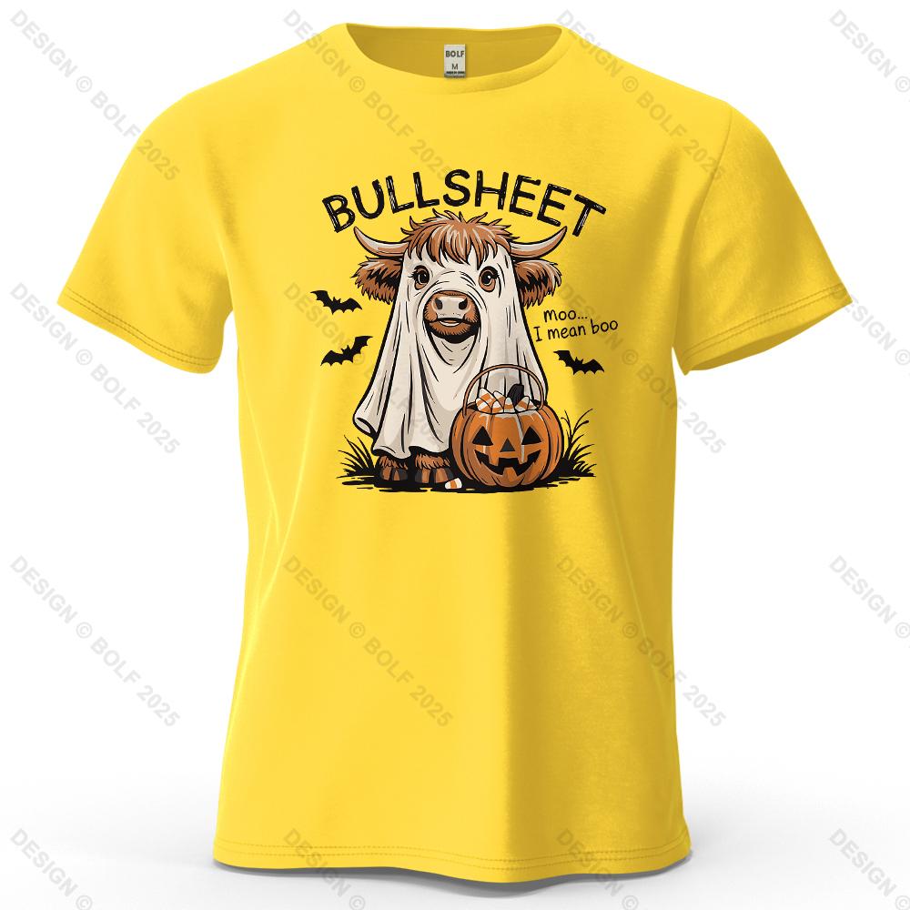 Pumpkin Ghost Cow Cartoon Printed Unisexs and Womens Fashion Trend Short Sleeve Summer New Soft Skin Friendly Casual Tshirt