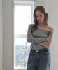 Mausolleum Marie Cut Out Linger T-Shirt - Gray